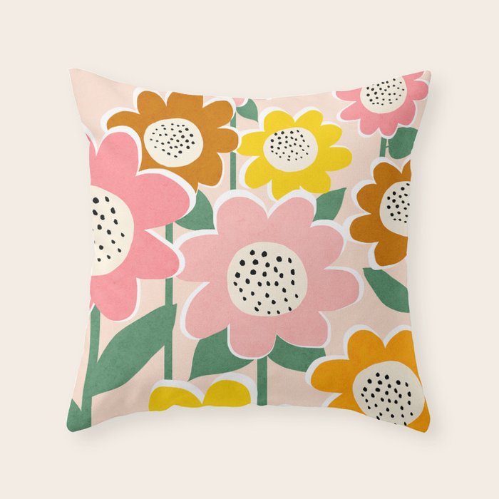 Flowerscape - peach Throw Pillow Gallery Image 6