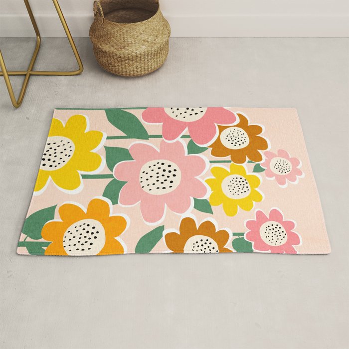 Flowerscape - peach Rug Gallery Image 1
