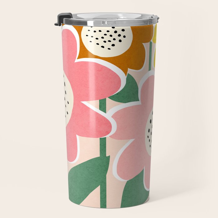 Flowerscape - peach Travel Mug Gallery Image 3