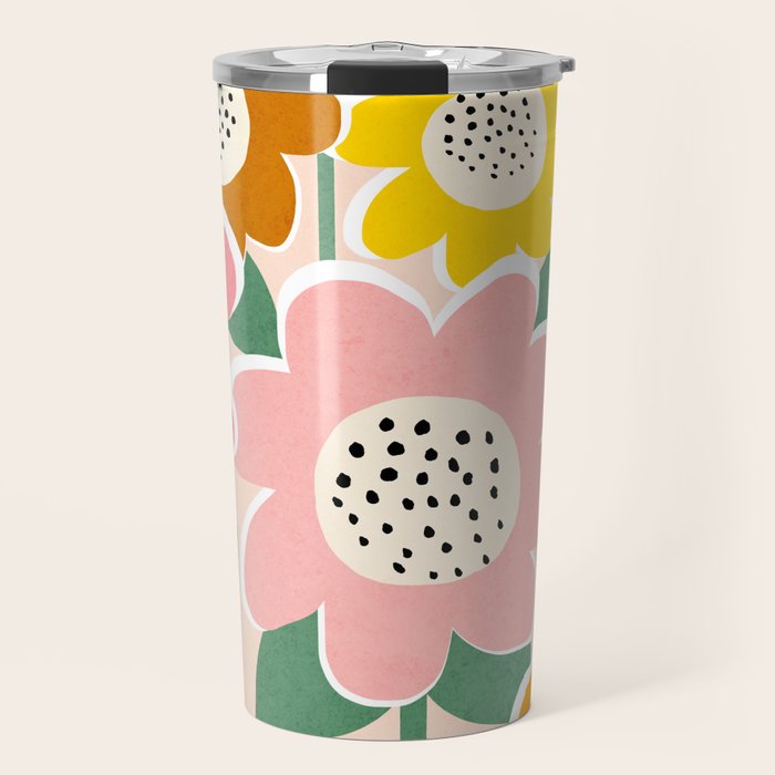 Flowerscape - peach Travel Mug Gallery Image 1