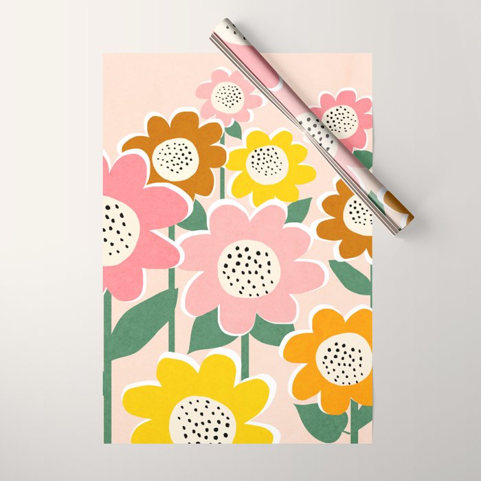 Flowerscape - peach Wrapping Paper Gallery Image 1
