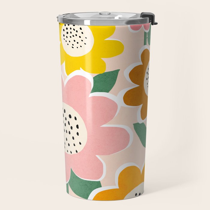 Flowerscape - peach Travel Mug Gallery Image 2