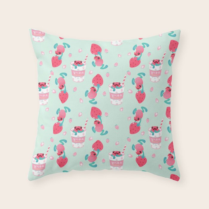 Strawberry poison milk 2 Throw Pillow Gallery Image 1
