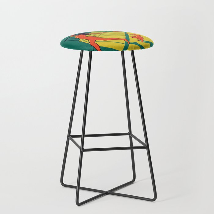 Dancing with the cat | Moody sunset light and shadows Aesthetic Green room Naked dance Femme Fatale  Stool Gallery Image 1