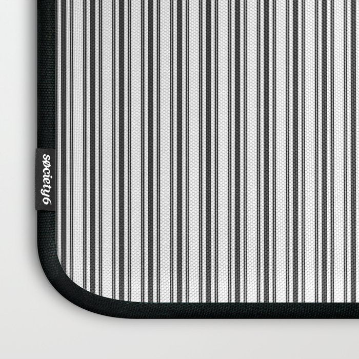 Trendy French Black and White Mattress Ticking Double Stripes Laptop Sleeve Gallery Image 3