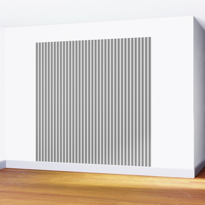 Trendy French Black and White Mattress Ticking Double Stripes Wall Mural Gallery Image 2