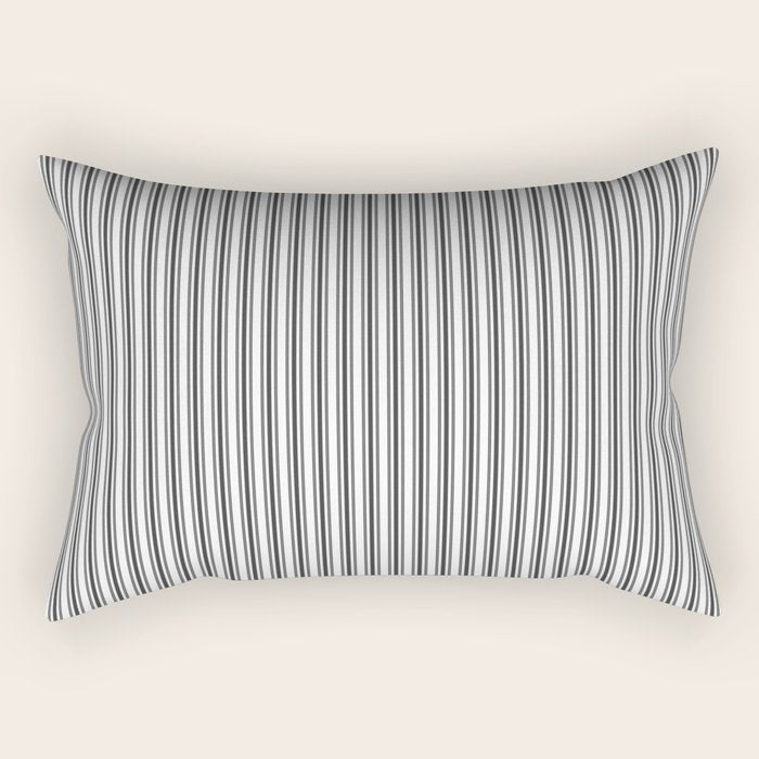 Trendy French Black and White Mattress Ticking Double Stripes Rectangular Pillow Gallery Image 1