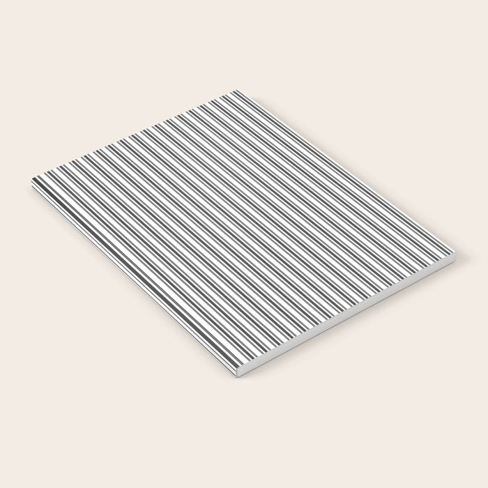 Trendy French Black and White Mattress Ticking Double Stripes Notebook Gallery Image 2