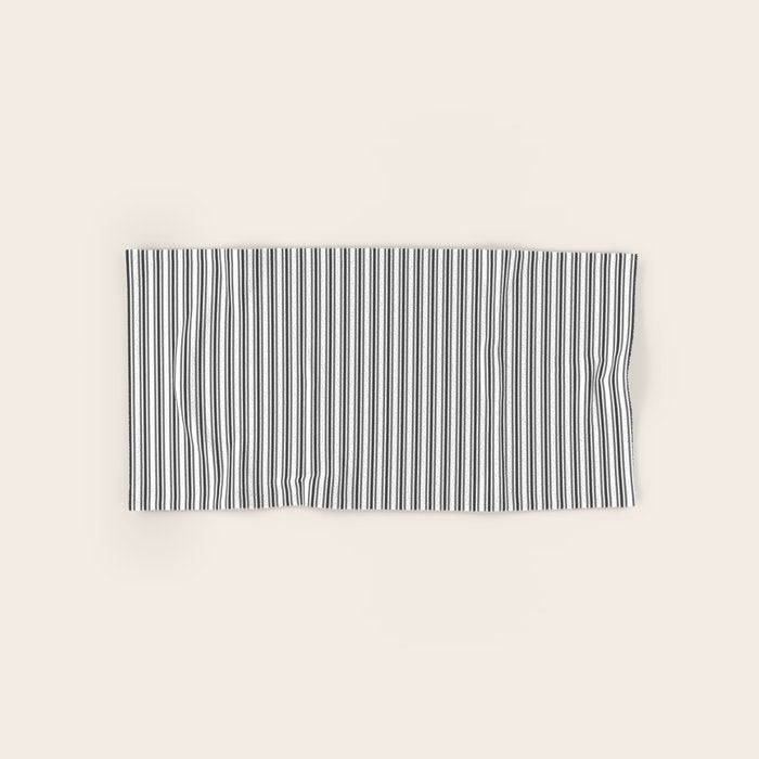 Trendy French Black and White Mattress Ticking Double Stripes Bath Towel Gallery Image 1