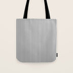Trendy French Black and White Mattress Ticking Double Stripes Tote Bag Gallery Image 1