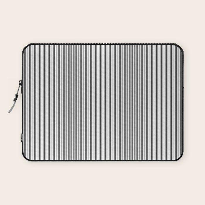 Trendy French Black and White Mattress Ticking Double Stripes Laptop Sleeve Gallery Image 1
