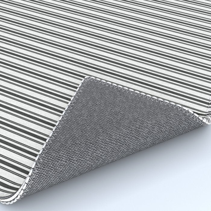 Trendy French Black and White Mattress Ticking Double Stripes Rug Gallery Image 4