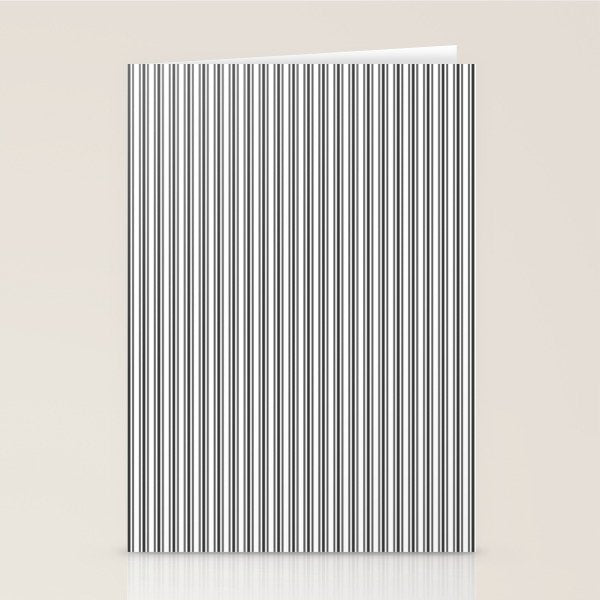Trendy French Black and White Mattress Ticking Double Stripes Stationery Card Gallery Image 1