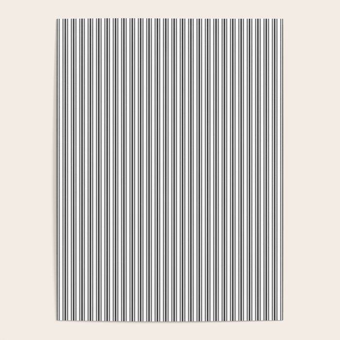 Trendy French Black and White Mattress Ticking Double Stripes Poster Gallery Image 1