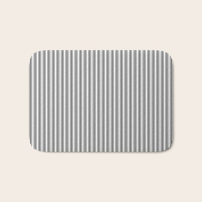 Trendy French Black and White Mattress Ticking Double Stripes Bath Mat Gallery Image 1