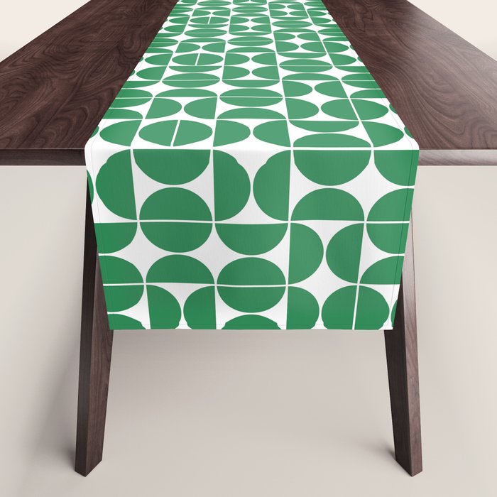 Mid Century Modern Geometric 04 Green Table Runner Gallery Image 1