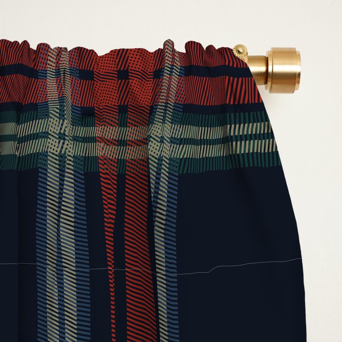 Navy Blue Red Classic Plaid Window Curtain Gallery Image 2