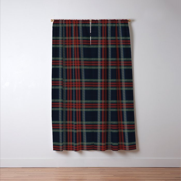 Navy Blue Red Classic Plaid Window Curtain Gallery Image 3