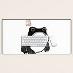 Cute Grumpy Frog Vintage Japanese Woodblock Print Desk Mat Gallery Image 1