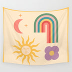 Minimal geometric abstraction Rainbow, Flower, Sun and Moon 2 Wall Tapestry Gallery Image 4