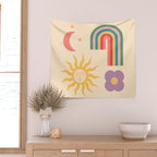 Minimal geometric abstraction Rainbow, Flower, Sun and Moon 2 Wall Tapestry Gallery Image 2
