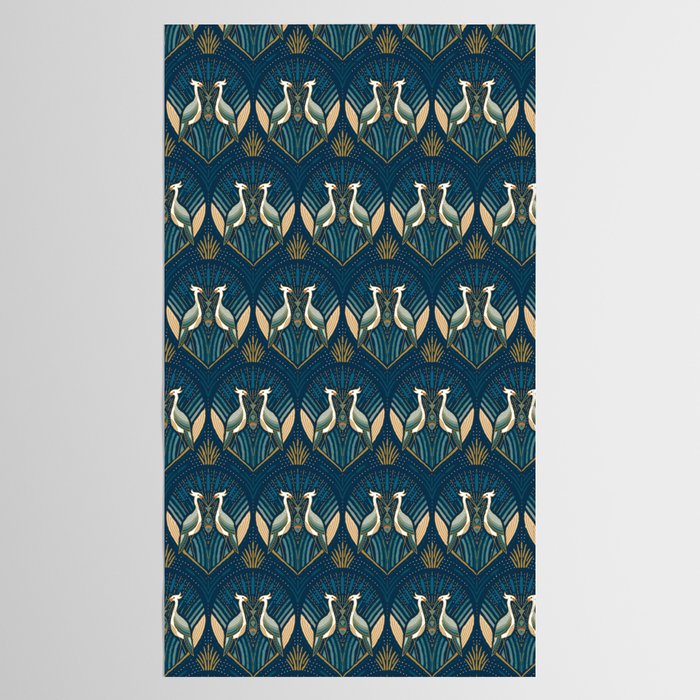 Art Deco Herons - Blue Tablecloth Gallery Image 2