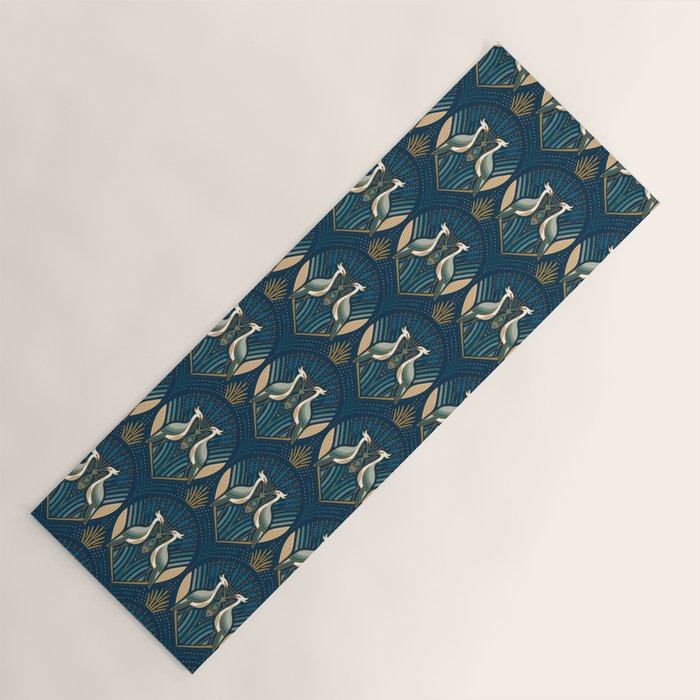 Art Deco Herons - Blue Yoga Mat Gallery Image 1