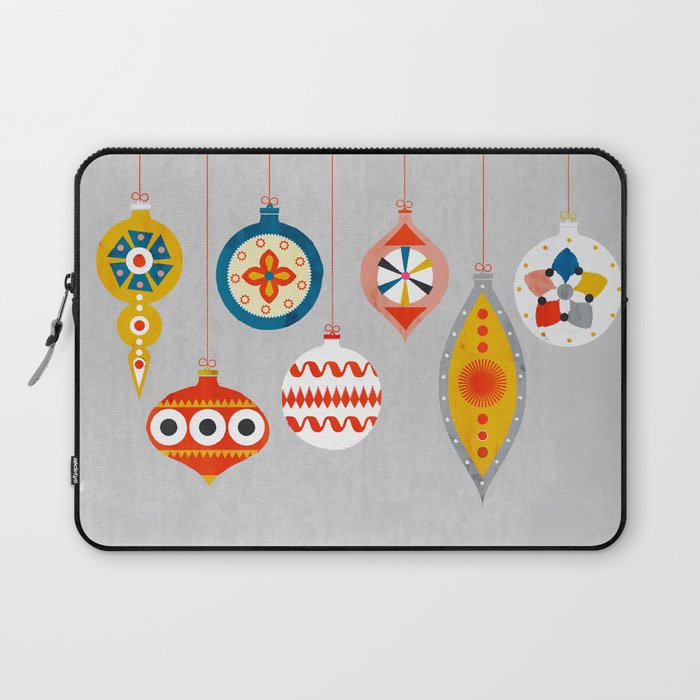 Christmas retro baubles no3 Laptop Sleeve Gallery Image 1