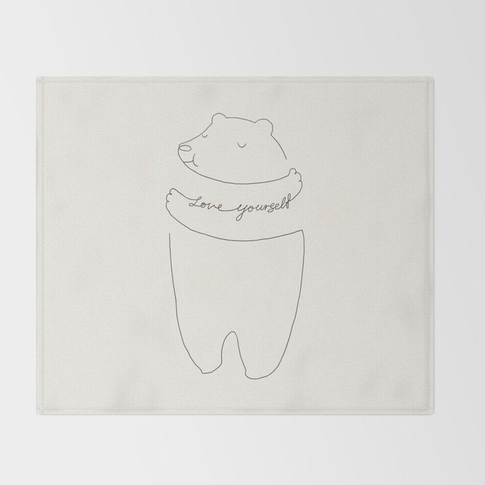 Love Yourself Bear Throw Blanket Gallery Image 2