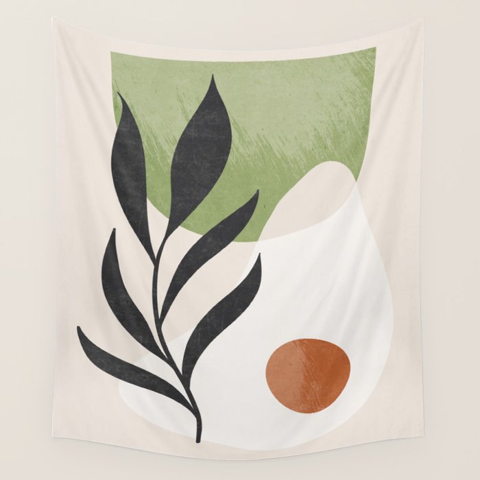 Minimal Abstract Art Plant Wall Tapestry Gallery Image 4