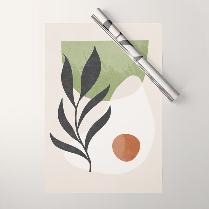 Minimal Abstract Art Plant Wrapping Paper Gallery Image 1