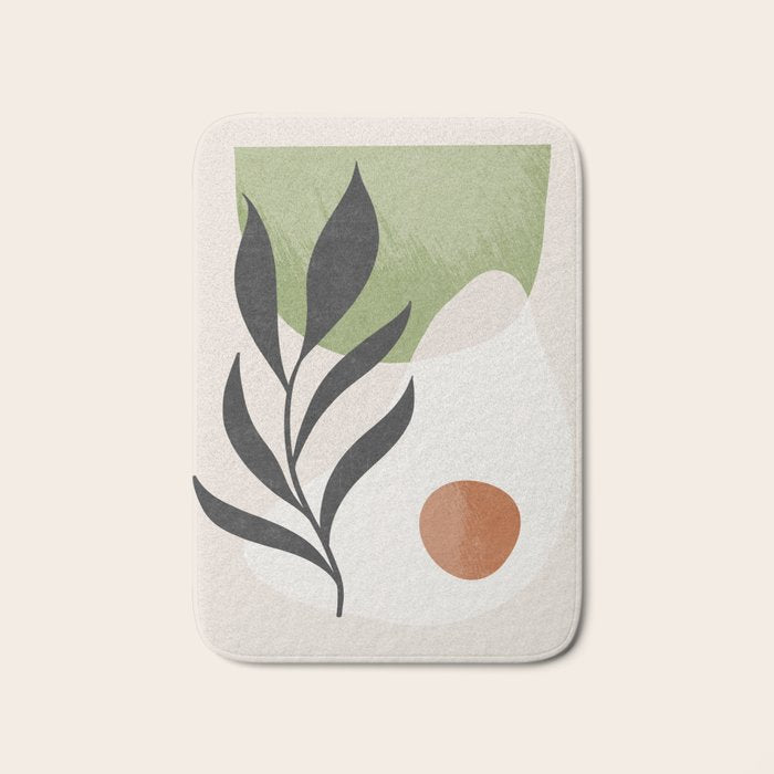 Minimal Abstract Art Plant Bath Mat Gallery Image 1