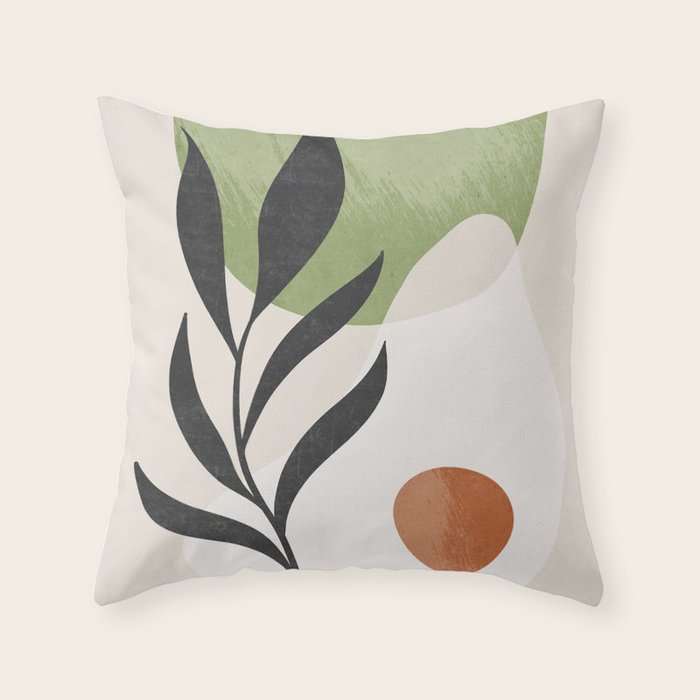 Minimal Abstract Art Plant Throw Pillow Gallery Image 1