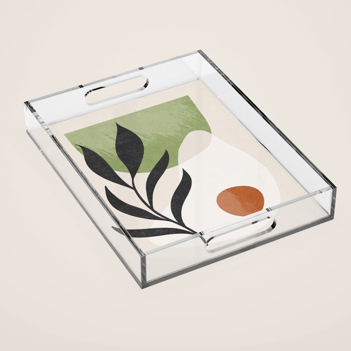 Minimal Abstract Art Plant Acrylic Tray Gallery Image 1