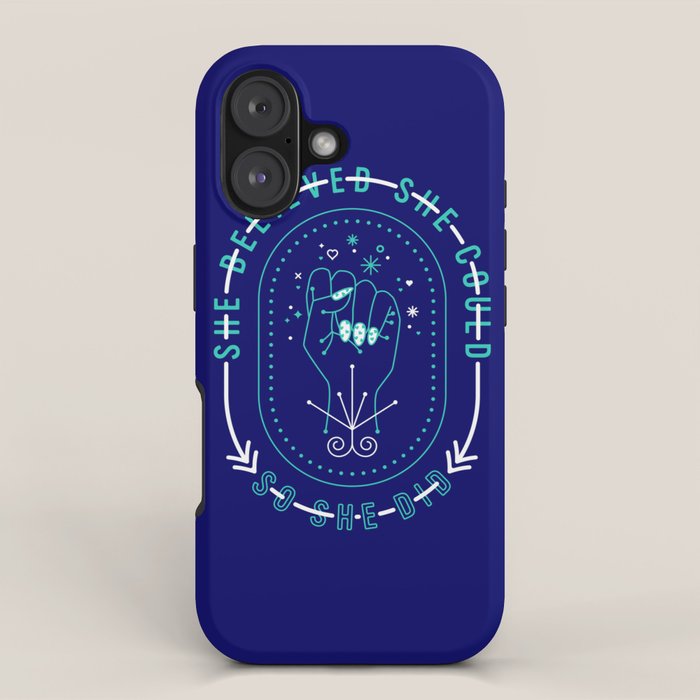 She Believed - Navy & Turquoise Palette iPhone Case Gallery Image 1