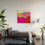 landscape in red with pink abstract art Wood Wall Art Gallery Image 2