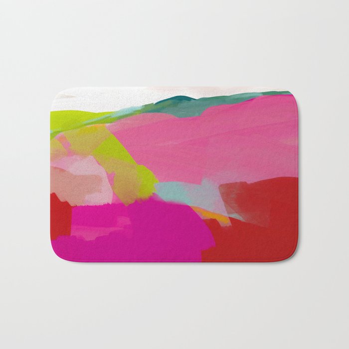 landscape in red with pink abstract art Bath Mat Gallery Image 1