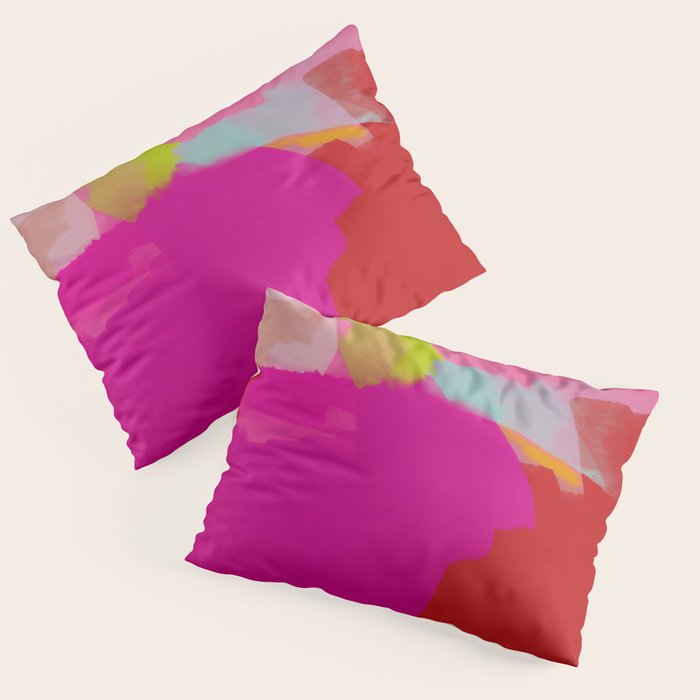 landscape in red with pink abstract art Pillow Sham Gallery Image 3