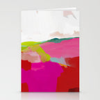 landscape in red with pink abstract art Stationery Card Gallery Image 2