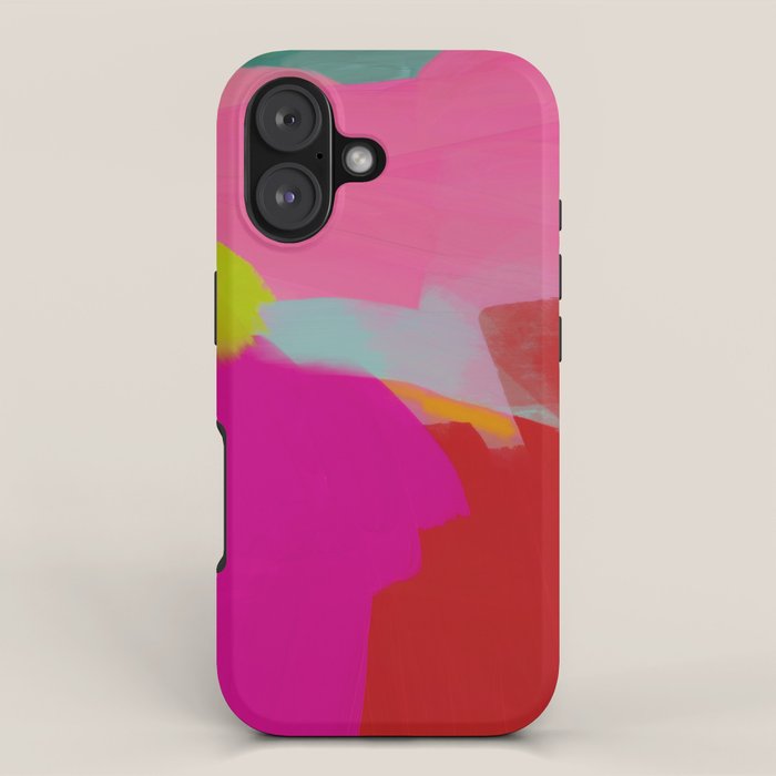 landscape in red with pink abstract art iPhone Case Gallery Image 1