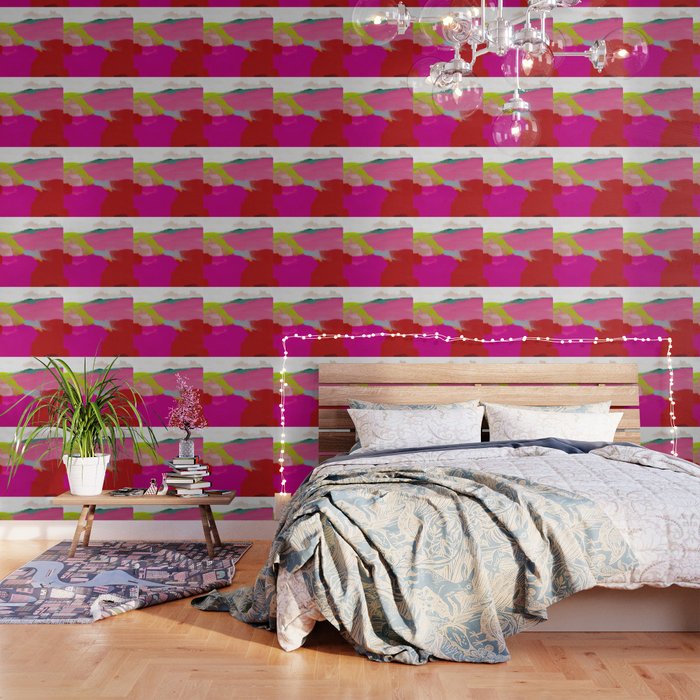 landscape in red with pink abstract art Wallpaper Gallery Image 1