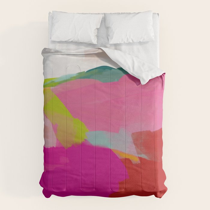 landscape in red with pink abstract art Comforter Gallery Image 6