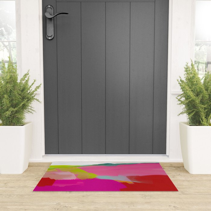 landscape in red with pink abstract art Welcome Mat Gallery Image 3