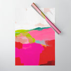 landscape in red with pink abstract art Wrapping Paper Gallery Image 1