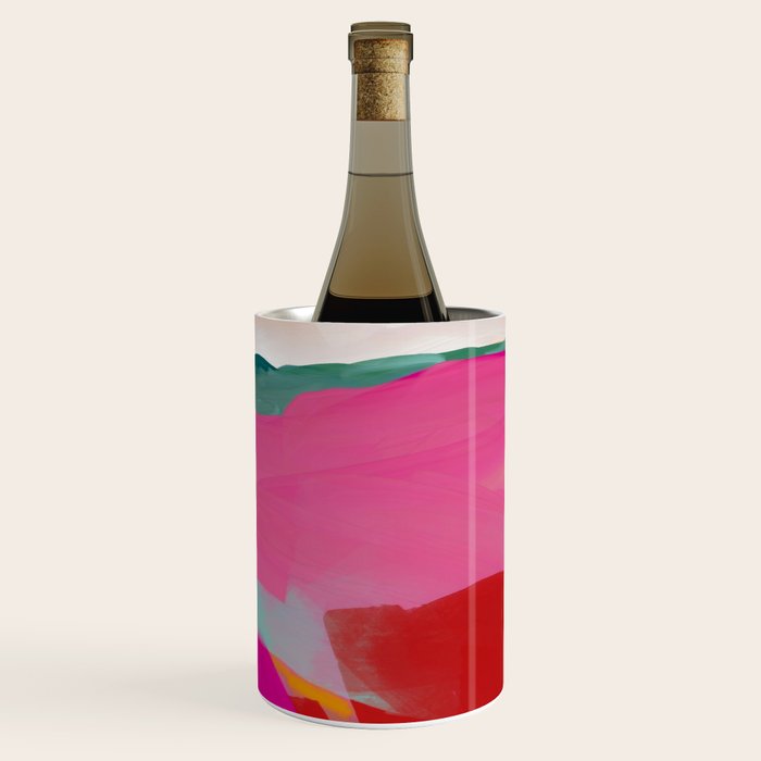 landscape in red with pink abstract art Wine Chiller Gallery Image 3