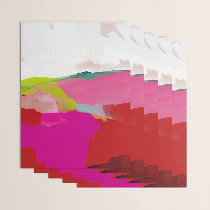 landscape in red with pink abstract art Wrapping Paper Gallery Image 3
