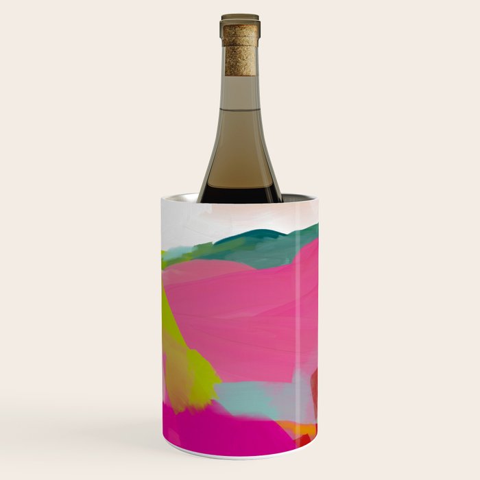landscape in red with pink abstract art Wine Chiller Gallery Image 1