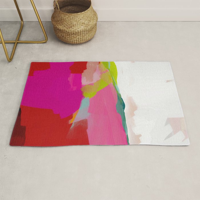 landscape in red with pink abstract art Rug Gallery Image 1