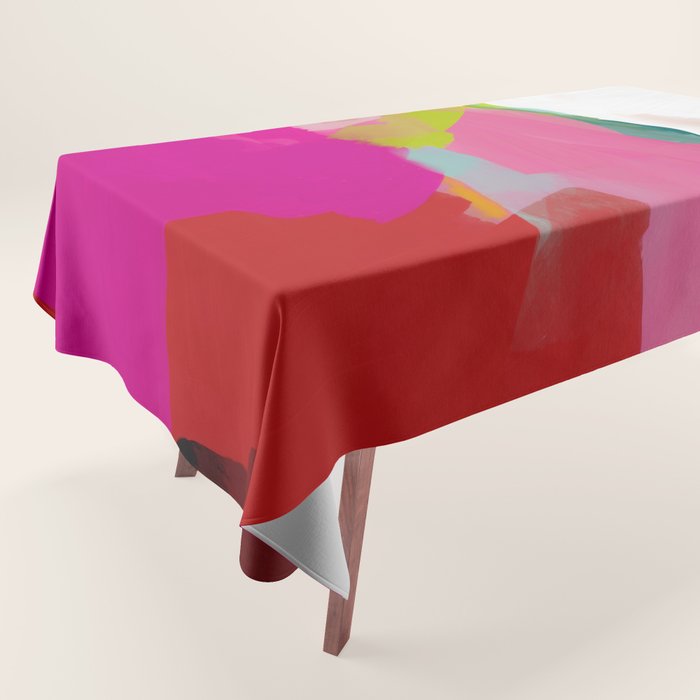 landscape in red with pink abstract art Tablecloth Gallery Image 1