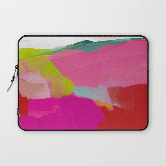 landscape in red with pink abstract art Laptop Sleeve Gallery Image 1